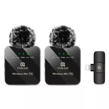 PULUZ PU647B 2x Ασύρματο μικρόφωνο Lavalier για iPhone Lightning