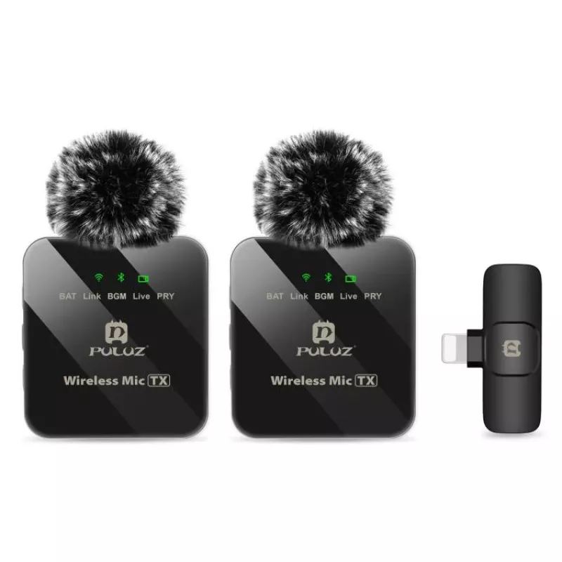 PULUZ PU647B 2x Ασύρματο μικρόφωνο Lavalier για iPhone Lightning
