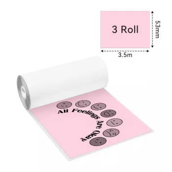 Phomemo Έγχρωμα Ρολά Θερμικού Χαρτιού 53mm x 6,5m Συσκευασία 3 τεμ. για T02 M02 PRO M03 M04S