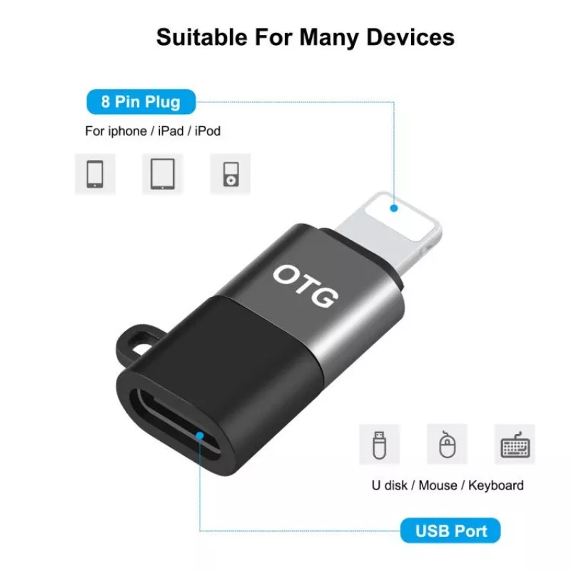 PULUZ Αντάπτορας Lightning σε USB-C OTG για iPhone, Μαύρο (PU649B)