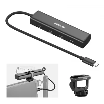 NEEWER PS020E USB-C Hub 4-in-1 με 5x USB-C 10Gbps 100W PD, υποδοχή ψυχρής βάσης και σπείρωμα 1/4 ίντσας