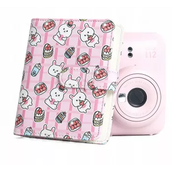 LOVEINSTANT Άλμπουμ φωτογραφιών 64 φωτογραφιών για Fujifilm Instax Mini 99 41 12 40 11 Evo LiPlay Link, σχέδιο Strawberry Rabbits