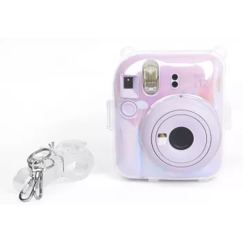 LOVEINSTANT 2-in-1 Σετ Θήκη Κάλυμμα Πουγκί για Fuji Instax Mini 12 Κουτί αποθήκευσης φωτογραφιών Διαφανές Shimmer