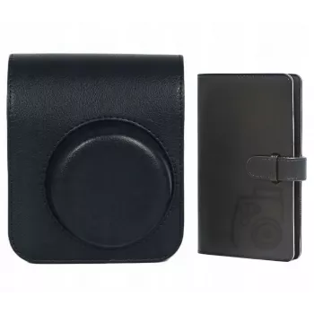 LOVEINSTANT Θήκη Κάλυμμα Πουγκί για Fujifilm Instax Mini 41 + άλμπουμ φωτογραφιών για 96 φωτογραφίες / μαύρο