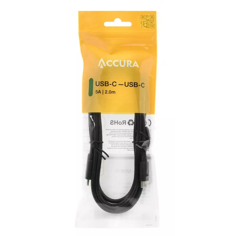 Καλώδιο Accura USB-C σε USB-C 2,0m 100W μαύρο