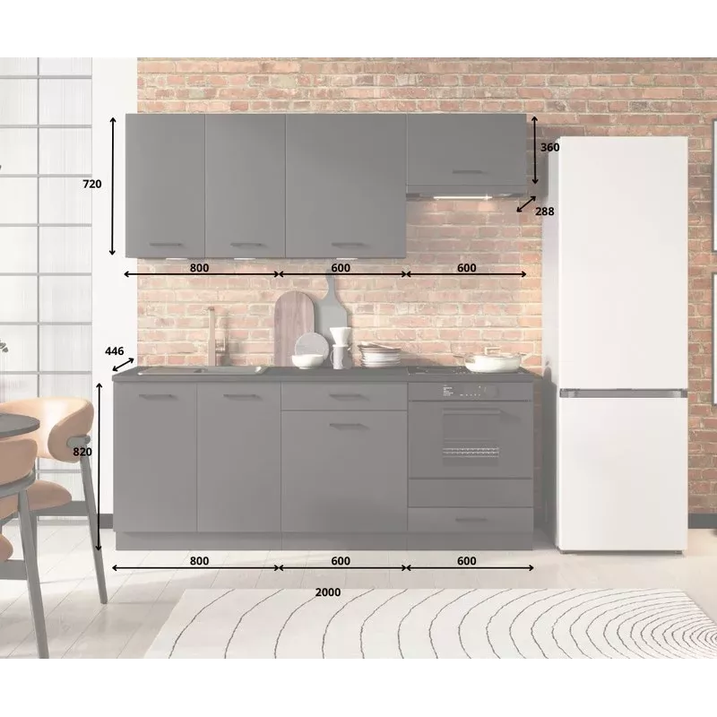 STOLKAR Cosmo Design ANIKA Graphite/Graphite 2.0 Σετ επίπλων κουζίνας - 6 τεμ.