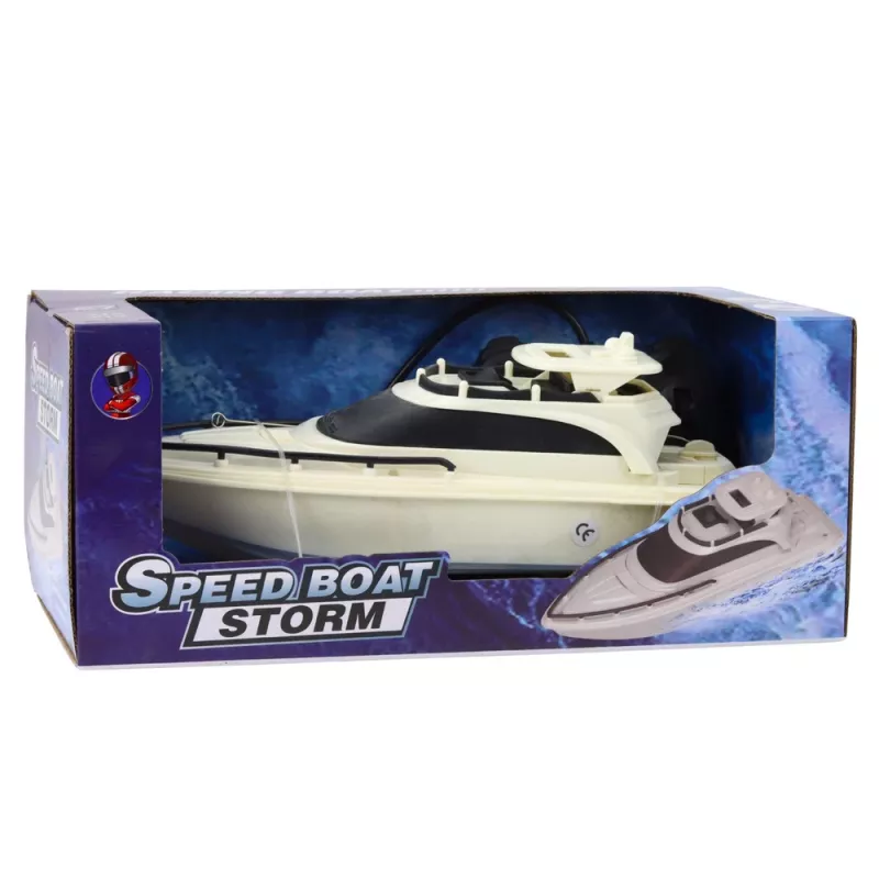 LEAN TOYS τηλεχειριζόμενο RC μηχανοκίνητο σκάφος, με μπαταρία, μαύρο-λευκό