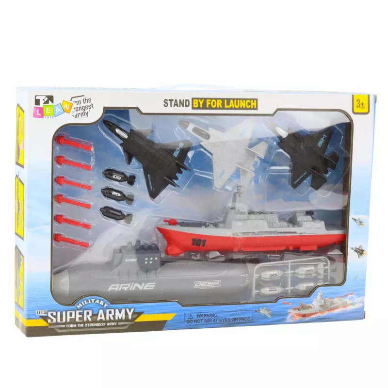 LEAN TOYS Στρατιωτικό σετ Πλοίο Υποβρύχιο Μαχητικά Αεροσκάφη Πύραυλοι