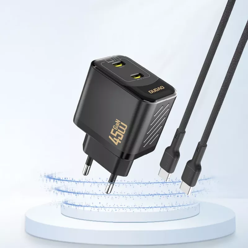 Dudao A28PEU GaN 45W PD 2xUSB-C φορτιστής τοίχου μαύρο