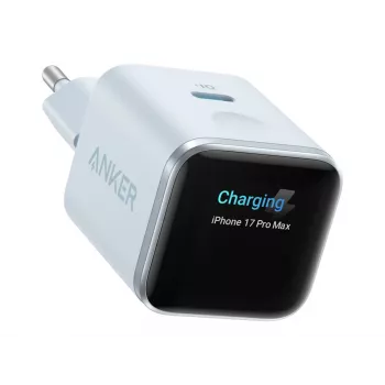 ANKER Nano Charger 45W GaN 1x USB-C ActiveShield 5.0 Touchsensor iPhone Recognition SmartDisplay Παστέλ Μπλε