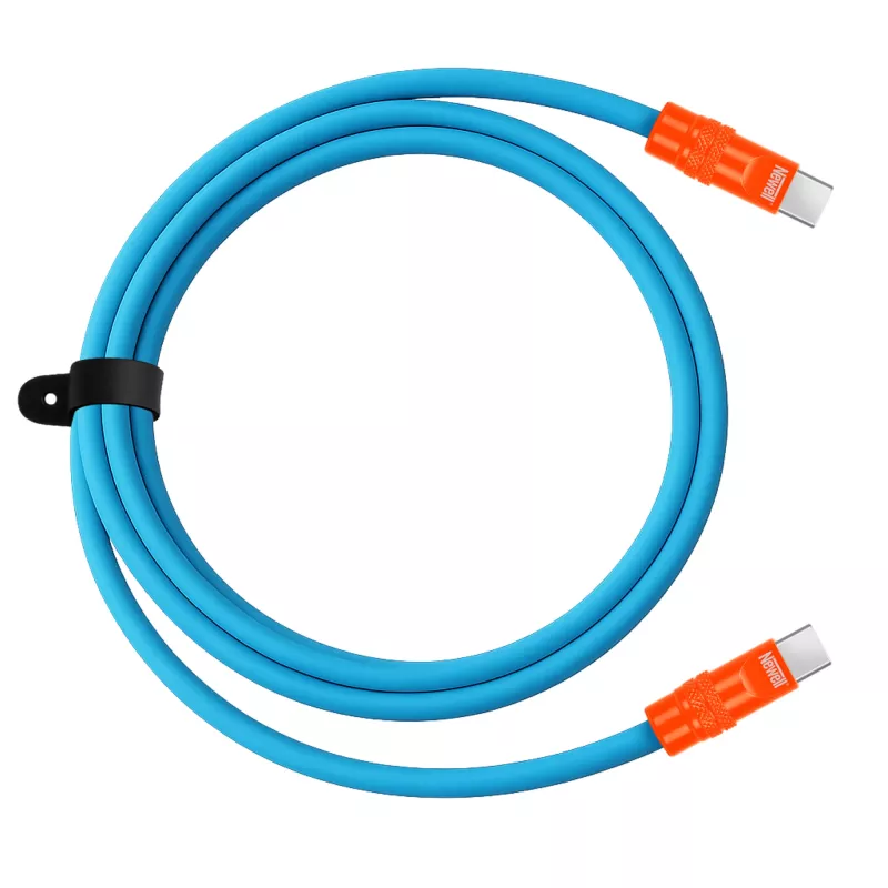 Newell Καλώδιο USB-C σε USB-C 100W, 2m, Σιλικόνης, Μπλε-Πορτοκαλί