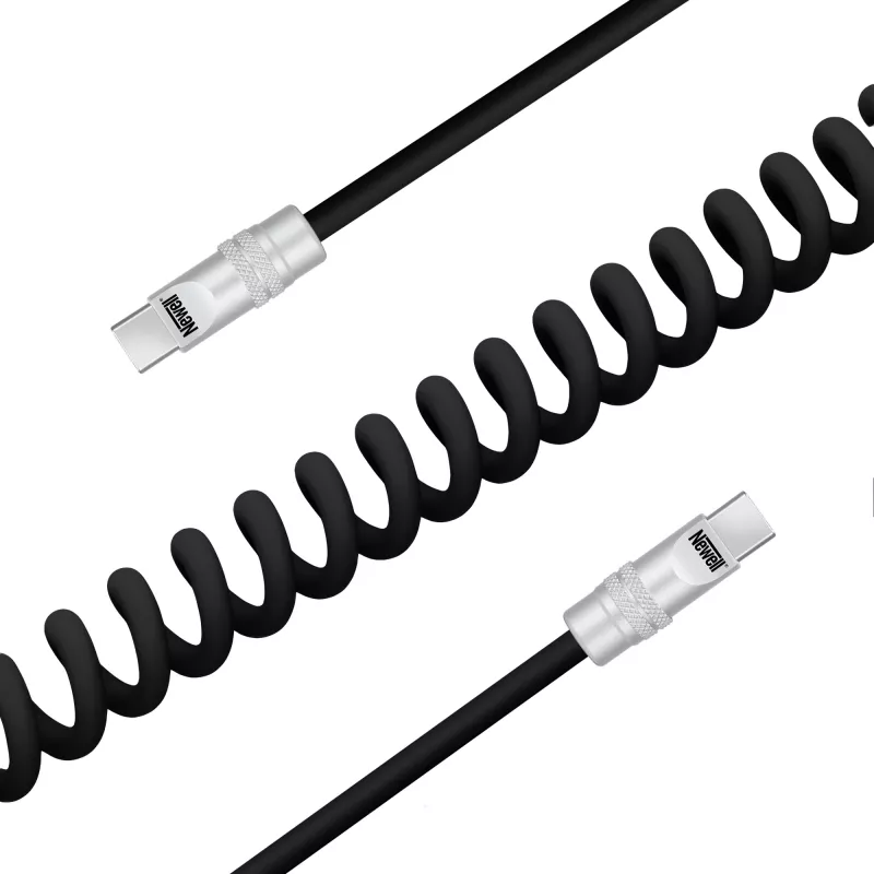 Newell Καλώδιο USB-C σε USB-C 100W 1,5m Σιλικόνης Σπιράλ Μαύρο
