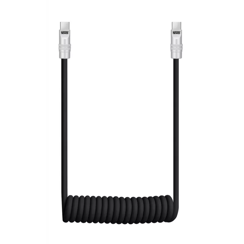 Newell Καλώδιο USB-C σε USB-C 100W 1,5m Σιλικόνης Σπιράλ Μαύρο