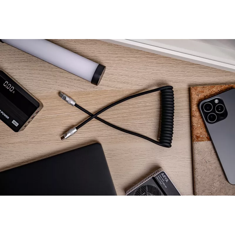 Newell Καλώδιο USB-C σε USB-C 100W 1,5m Σιλικόνης Σπιράλ Μαύρο