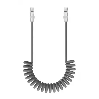 Newell Καλώδιο USB-C σε USB-C 100W, 1,5m, Σιλικόνης, Σπιράλ, Γκρι