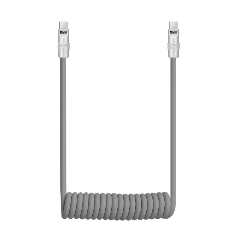 Newell Καλώδιο USB-C σε USB-C 100W, 1,5m, Σιλικόνης, Σπιράλ, Γκρι