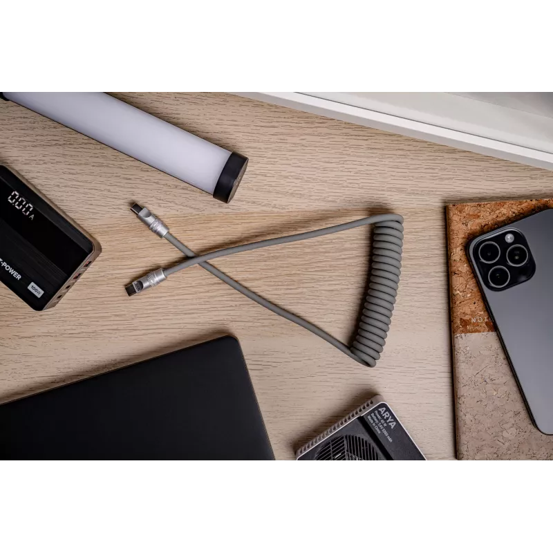 Newell Καλώδιο USB-C σε USB-C 100W, 1,5m, Σιλικόνης, Σπιράλ, Γκρι