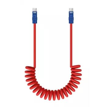 Newell Καλώδιο USB-C σε USB-C 100W 1,5m Σιλικόνης Σπιράλ Κόκκινο-Μπλε Ναυτικό
