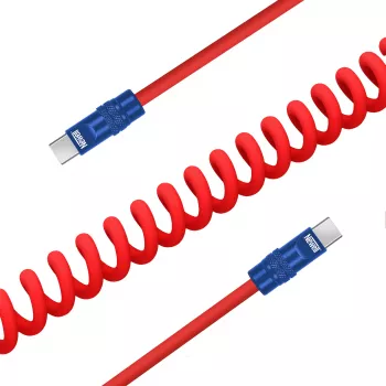 Newell Καλώδιο USB-C σε USB-C 100W 1,5m Σιλικόνης Σπιράλ Κόκκινο-Μπλε Ναυτικό