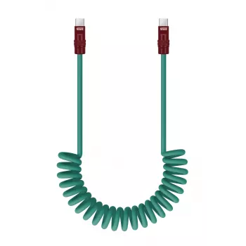 Newell Καλώδιο USB-C σε USB-C 100W, 1,5m, Σιλικόνης, Σπιράλ, Πράσινο-Βυσσινί