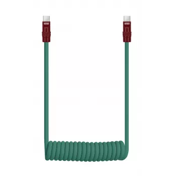 Newell Καλώδιο USB-C σε USB-C 100W, 1,5m, Σιλικόνης, Σπιράλ, Πράσινο-Βυσσινί