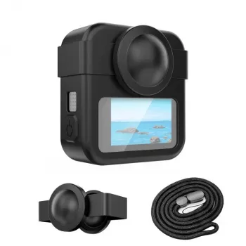 PULUZ 3-in-1 Kit Θήκη προστασίας, καπάκι φακού, λουράκι χεριού για GoPro Max 2 - Μαύρο