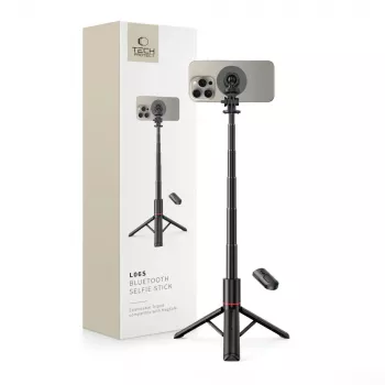 Tech-Protect L06S Selfie Stick Τρίποδο με φως LED και τηλεχειριστήριο Bluetooth, μαύρο