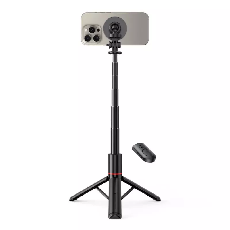 Tech-Protect L06S Selfie Stick Τρίποδο με φως LED και τηλεχειριστήριο Bluetooth, μαύρο