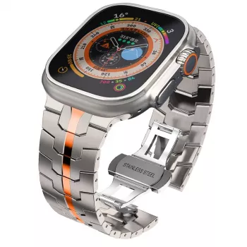 TECH-PROTECT STAINLESS LINE Λουράκι Apple Watch 44/45/46/49 mm Τιτάνιο/Πορτοκαλί