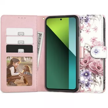 TECH-PROTECT Θήκη πορτοφόλι για Redmi Note 13 Pro 5G / Poco X6 5G με θήκη καρτών, Floral