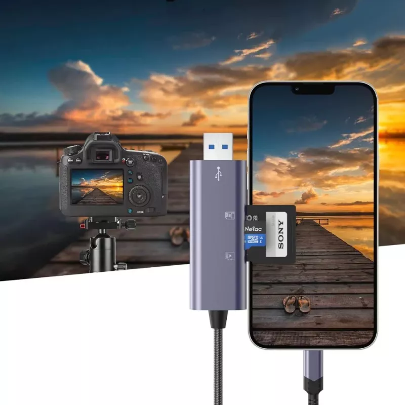 TECH-PROTECT ULTRABOOST Αναγνώστης καρτών SD & Micro SD Lightning & USB Γκρι
