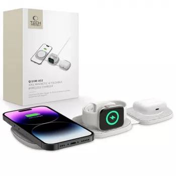 Tech-Protect QI15W-A32 3IN1 MagSafe Ασύρματη Βάση Φόρτισης Γκρι