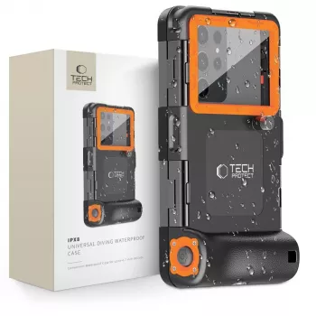 TECH-PROTECT IPX8 Universal Αδιάβροχη θήκη κατάδυσης Μαύρο/Πορτοκαλί