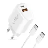 TECH-PROTECT NCA30 Φορτιστής δικτύου 2 θυρών PD 30W / QC3.0 + Καλώδιο USB-C Λευκό