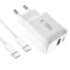 TECH-PROTECT NCA30 Φορτιστής δικτύου 2 θυρών PD 30W / QC3.0 + Καλώδιο USB-C Λευκό