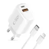 TECH-PROTECT NCA30 Φορτιστής δικτύου 2 θυρών PD 30W / QC3.0 + Καλώδιο Lightning Λευκό