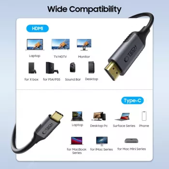 TECH-PROTECT UltraBoost Καλώδιο USB-C σε HDMI 2.0 4K 60Hz 180cm Μαύρο