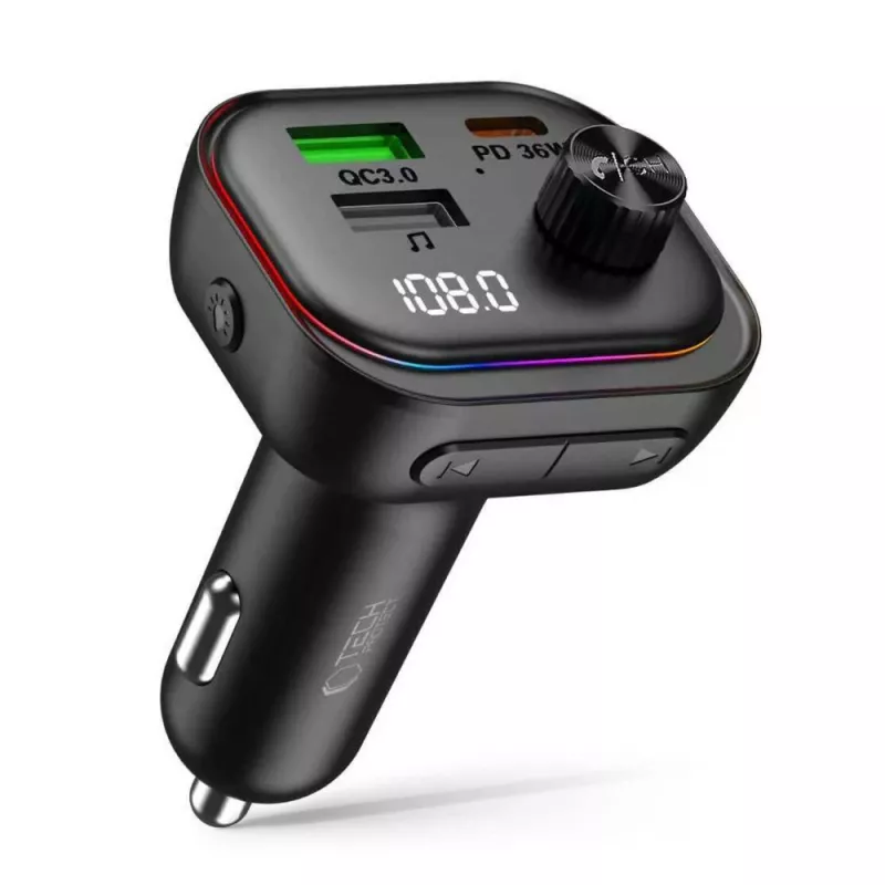 TECH-PROTECT CC07 Φορτιστής Αυτοκινήτου 3 Θυρών PD 54W + FM-Transmitter Bluetooth Μαύρο