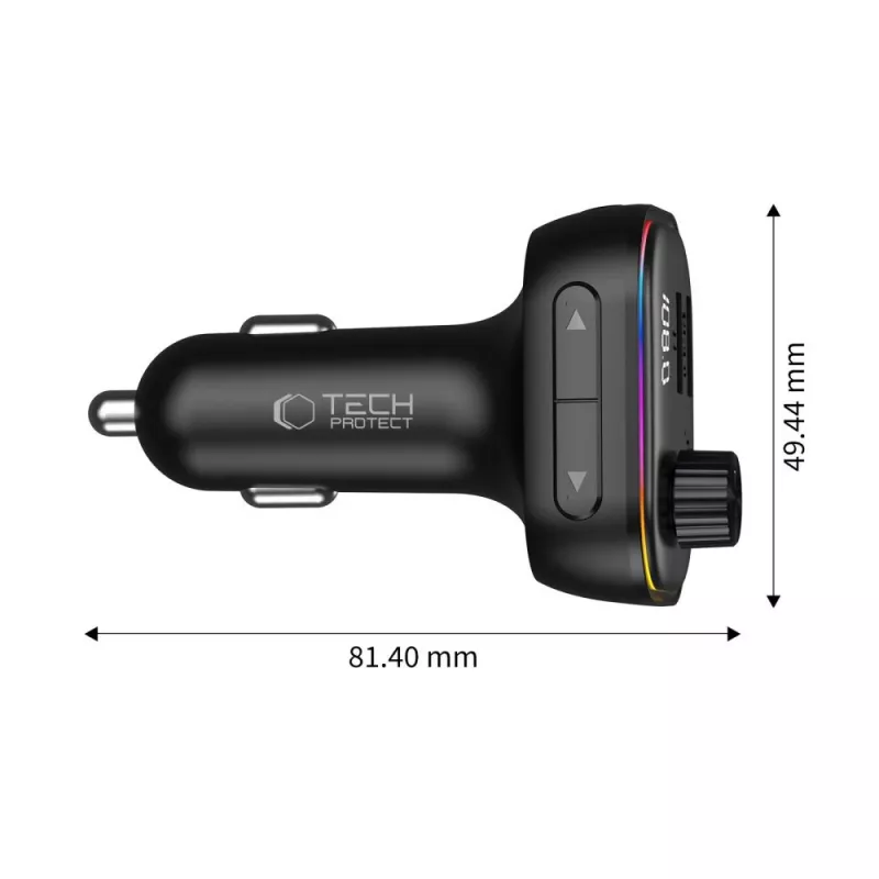 TECH-PROTECT CC07 Φορτιστής Αυτοκινήτου 3 Θυρών PD 54W + FM-Transmitter Bluetooth Μαύρο
