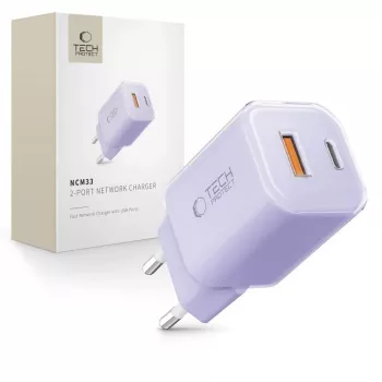 TECH-PROTECT NCM33 Φορτιστής Δικτύου 2 Θυρών PD 33W / QC3.0 Baby Purple
