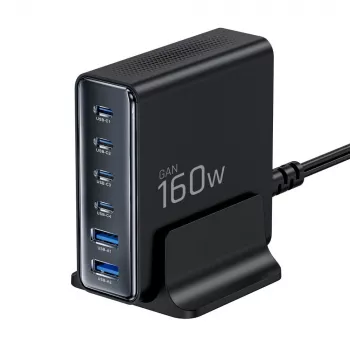 TECH-PROTECT DC160W-GAN Επιτραπέζιος Φορτιστής 6 Θυρών PD 160W / QC3.0 Μαύρο