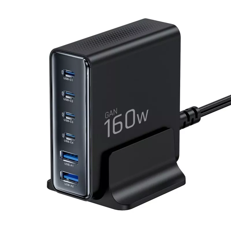 TECH-PROTECT DC160W-GAN Επιτραπέζιος Φορτιστής 6 Θυρών PD 160W / QC3.0 Μαύρο