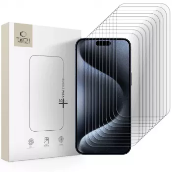TECH-PROTECT Tempered Glass προστασία οθόνης συσκευασία 10 τεμ. για Apple iPhone 15 Pro Max Clear