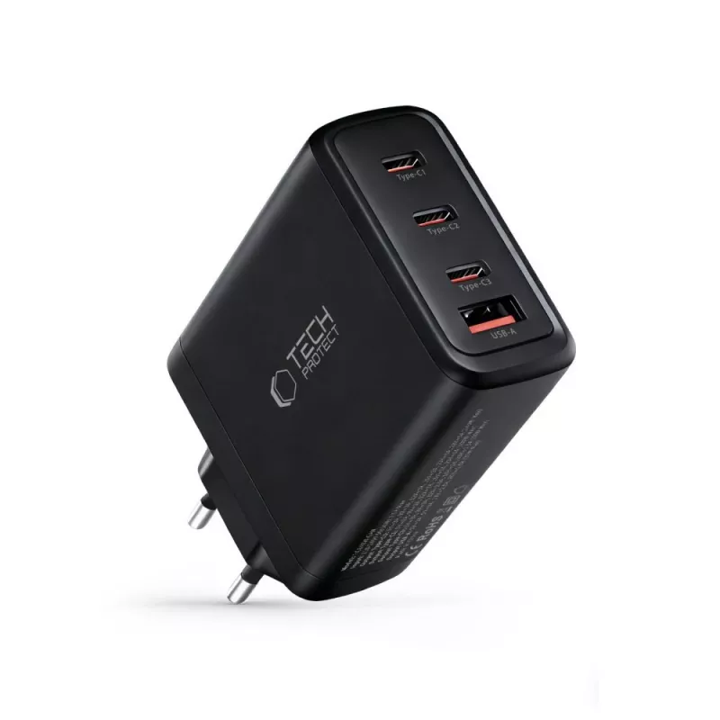 TECH-PROTECT NC140W-GAN Φορτιστής Δικτύου 4 Θυρών PD 140W / QC3.0 Μαύρο