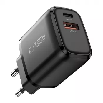 TECH-PROTECT NCA45W-GAN Φορτιστής Δικτύου 2 Θυρών PD 45W / QC3.0 Μαύρο