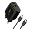 TECH-PROTECT NCA45W-GAN Φορτιστής Δικτύου 2 Θυρών PD 45W / QC3.0 + Καλώδιο USB-C Μαύρο