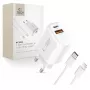 TECH-PROTECT NCA45W-GAN Φορτιστής Δικτύου 2 Θυρών PD 45W / QC3.0 + Καλώδιο Lightning Λευκό