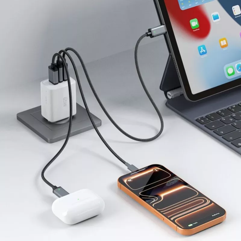 TECH-PROTECT NCA65W-GAN Φορτιστής Δικτύου 3 Θυρών PD 65W / QC3.0 Λευκό