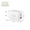 TECH-PROTECT NCA65W-GAN Φορτιστής Δικτύου 3 Θυρών PD 65W / QC3.0 Λευκό