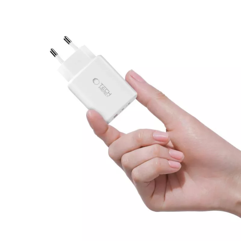 TECH-PROTECT NCA65W-GAN Φορτιστής Δικτύου 3 Θυρών PD 65W / QC3.0 Λευκό